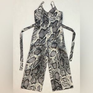 Black and Gray Snakeskin Jumpsuit with Halter Straps